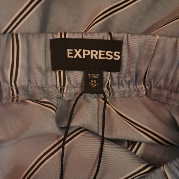 Express Periwinkle Striped Satin Asymmetric Hem Midi Skirt Size XS - Picture 5 of 6